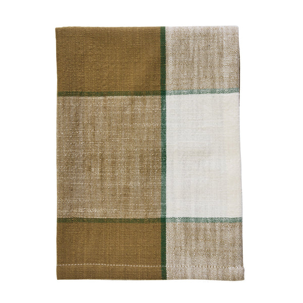 Essuie vaisselle à grands carreaux - olive